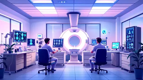 Modern uk hospital radiology room medical imaging healthcare ai cancer research