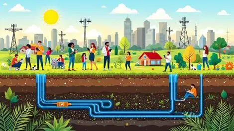 Modern australian landscape fibre optic cables wireless towers urban rural digital connectivity sustainability