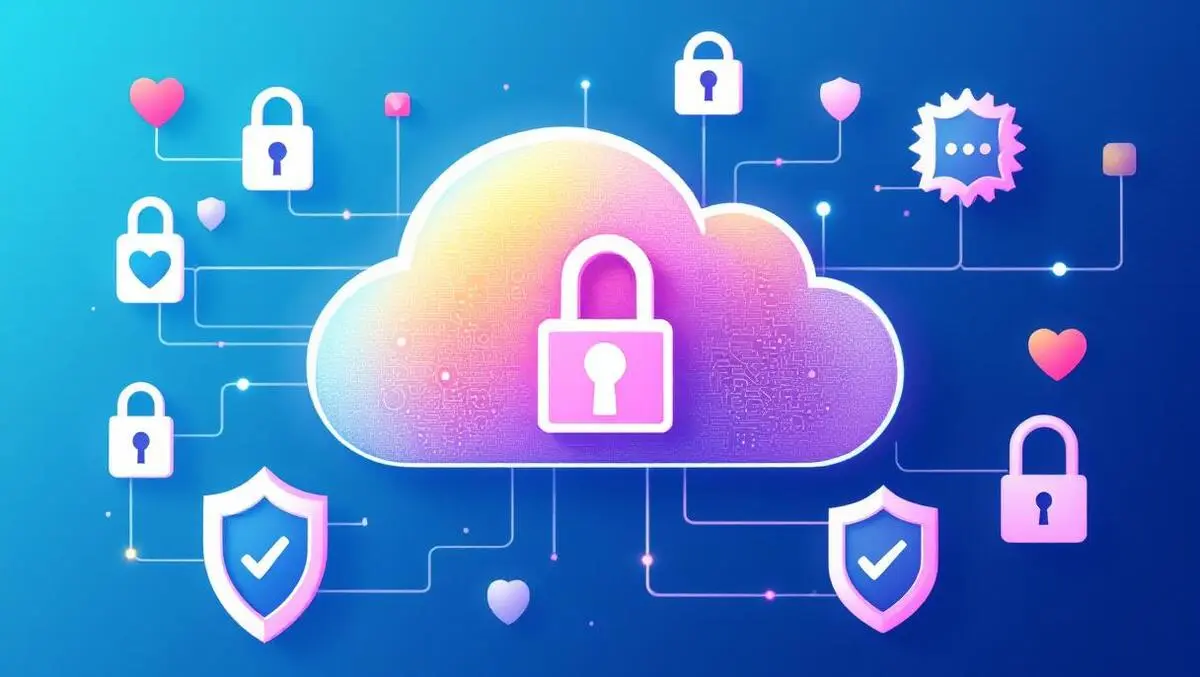 Secure cloud icon interconnected locks shields identity security digital