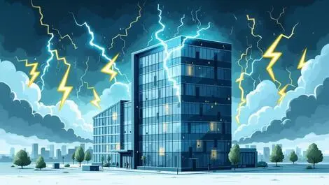 Modern australian new zealand office building cyber threats lightning