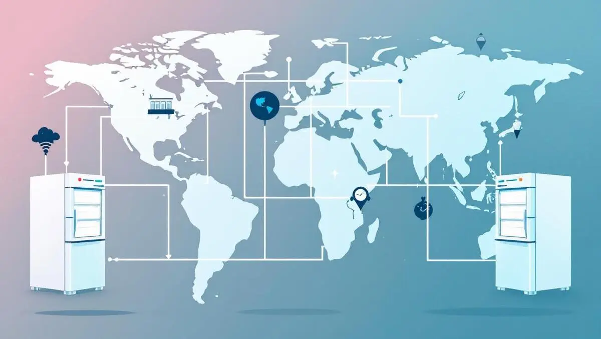 Connected commercial refrigerators global network world map europe south america