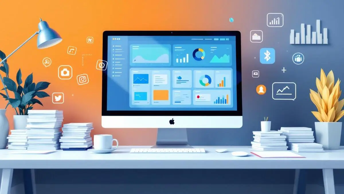 Modern dutch office workspace computer dashboard organized minimal icons