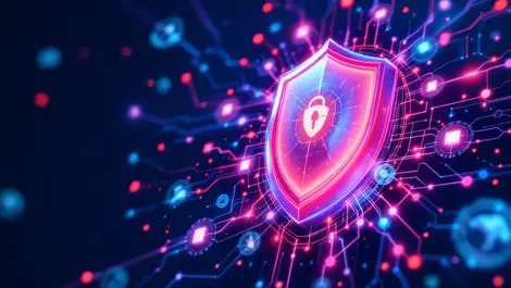 Digital shield cybersecurity interconnected nodes ai machine learning protection