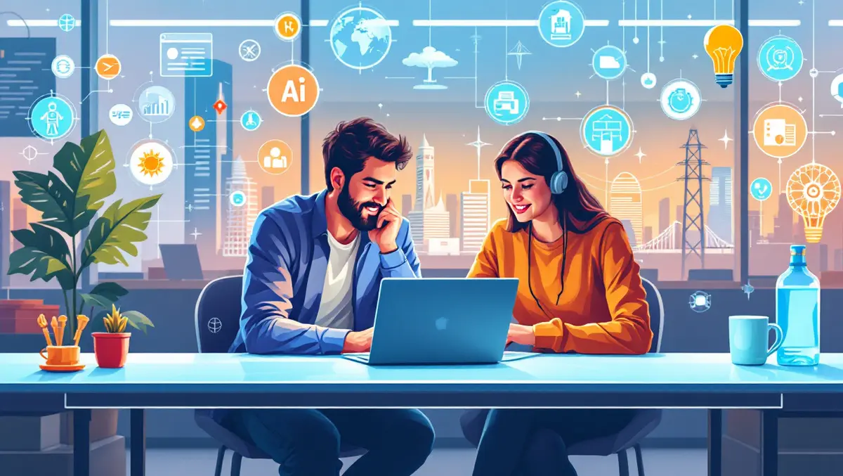 Young entrepreneurs collaborating around table ai fintech consumer products infrastructure modern office asia pacific india innovation energy