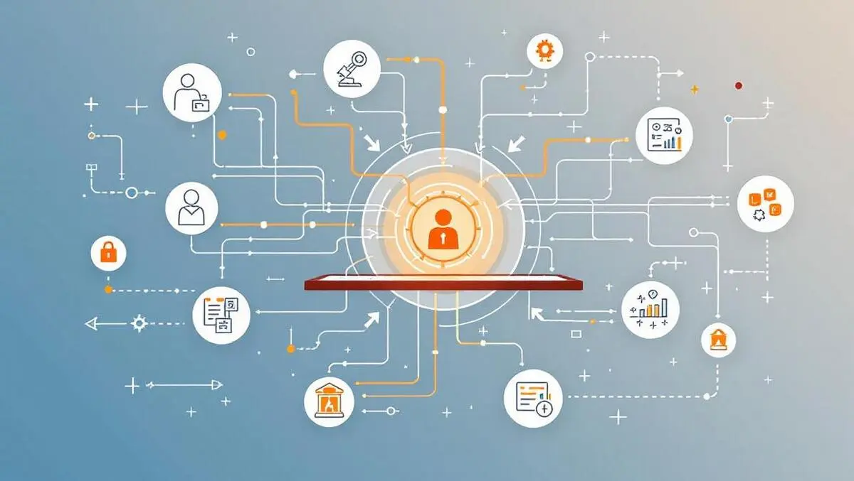 Customer data streams merging centralized digital hub automation security analytics