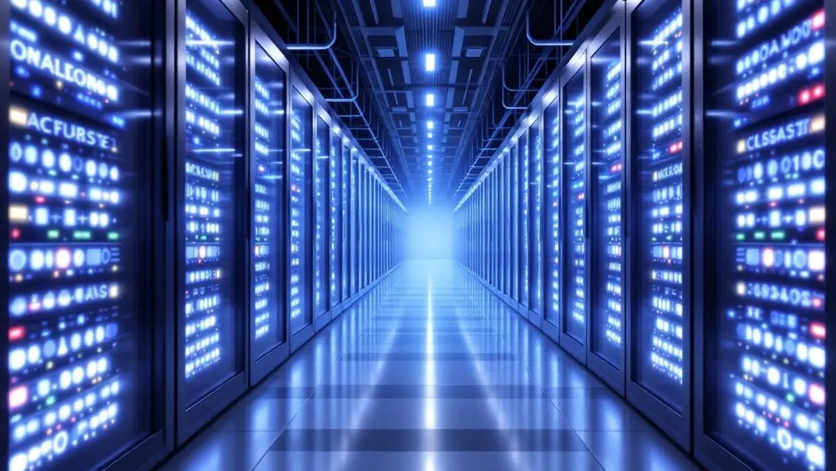 Realistic modern data center aisle energy efficient cooling secure ai storage