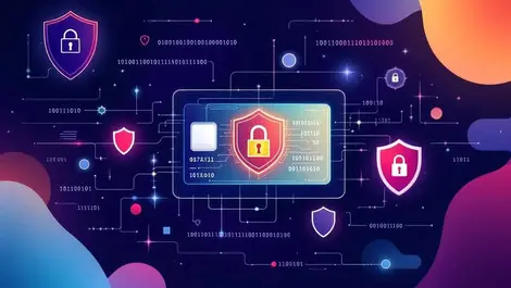 Secure digital id card with padlock and binary code german flag background