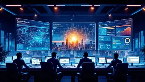 Us corporate cyber control room incident response dashboard