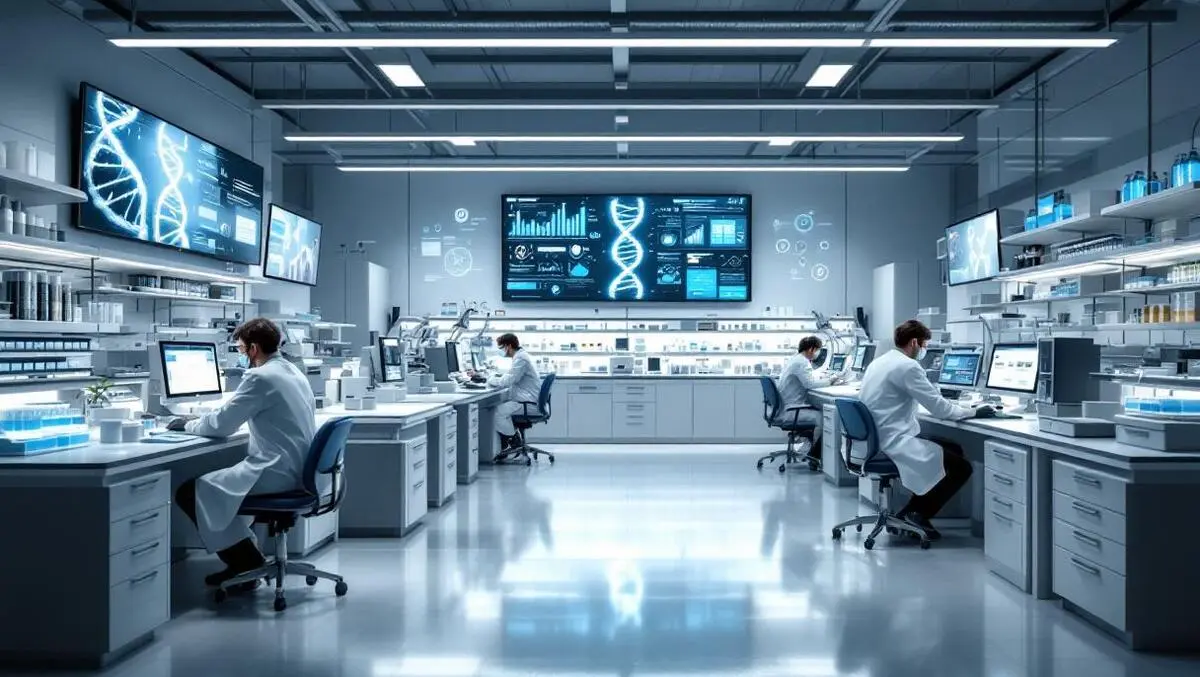 Modern genomics lab scientists dna screens unified data samples