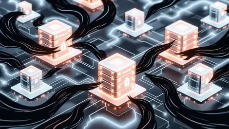 Cloud containers isolated by security walls blocking cyber attacks