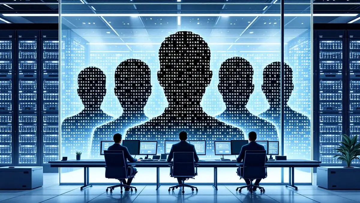 Korea data center control room pixelated privacy shield scene