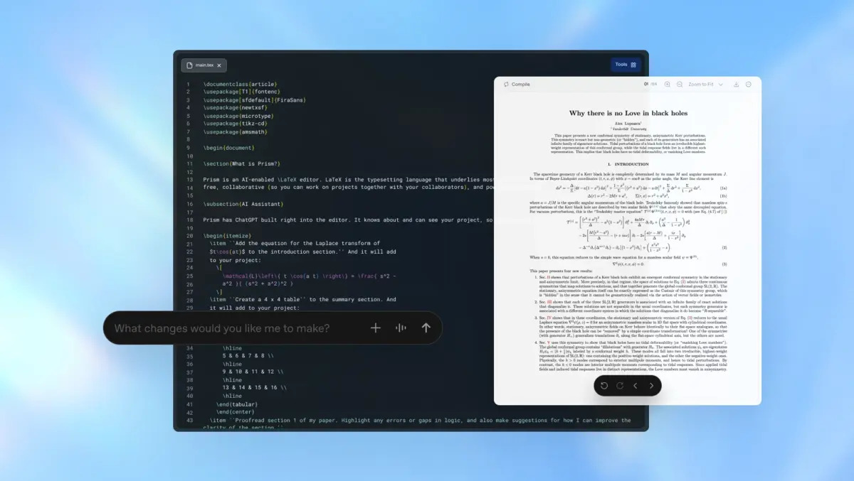 OpenAI launches Prism , free AI - native LaTeX workspace