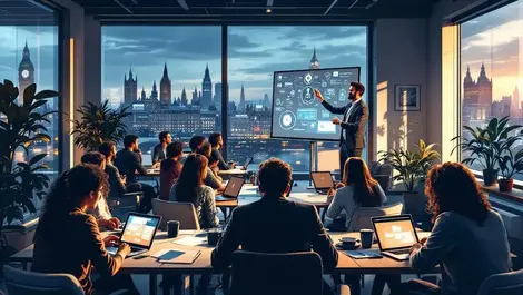 Uk office training room professionals learning ai tools together