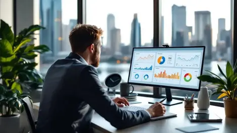 Australian accountant sydney office financial dashboard city view