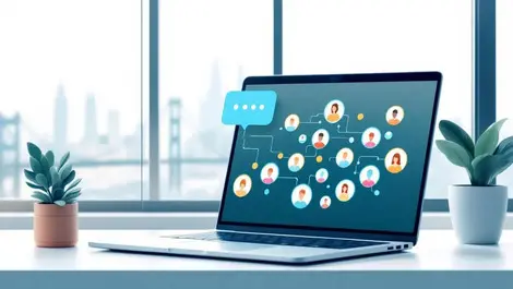 Laptop chat interface streaming sales leads sf startup scene